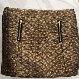 Top Shop Gold Jacquard Mini Skirt